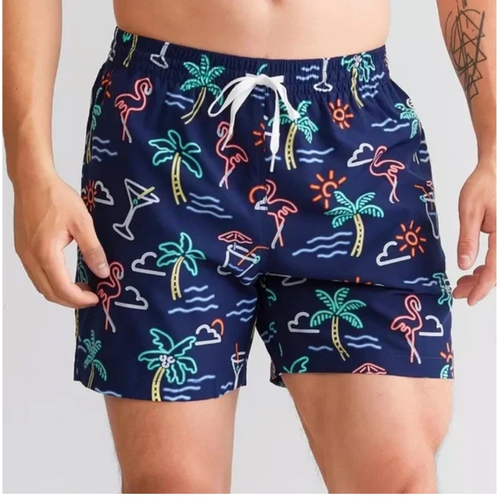 Chubbies The Neon Lights Stretch 5.5" Inseam Swim‎ Trunks in Navy Sz S